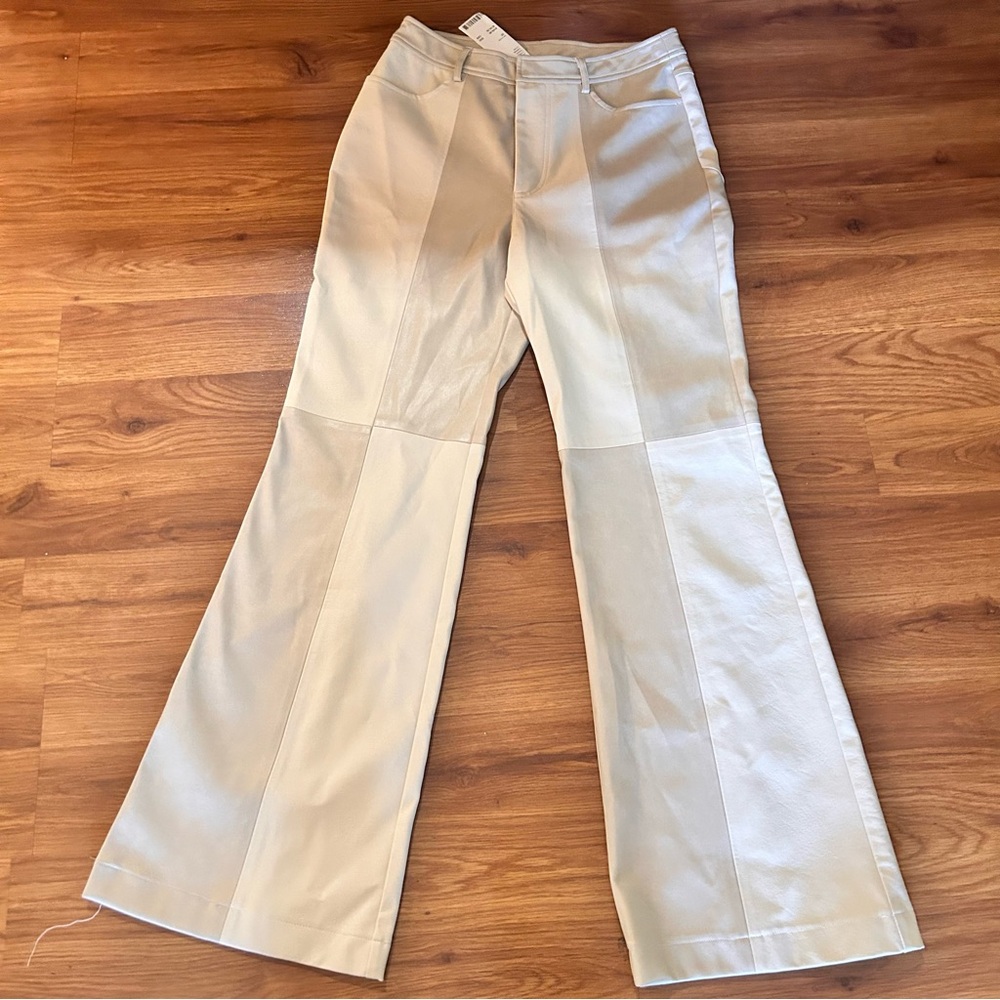 Urban Outfitters multi-tone Cream/Tan Faux Leather Pants women’s 28 NWT